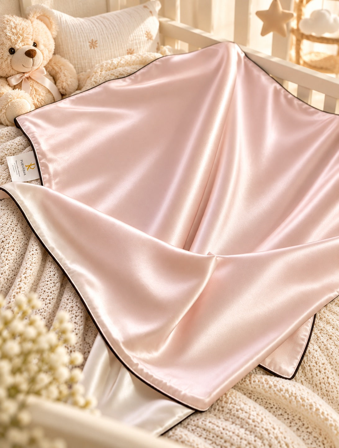 Puruvera 100% Pure Mulberry Silk Baby Blanket | 25 Momme, Double-Sided (120x70 cm)